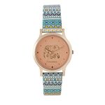 TEAL BY CHUMBAK Round Dial Analog Watch for Women|Carnival Elephant Collection| Printed Vegan Leather Strap|Gifts for Women/Girls/Ladies |Stylish Fashion Watch for Casual/Work - Maroon