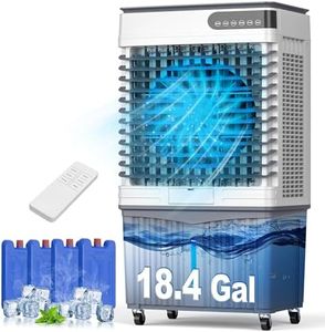 4000CFM Swamp Cooler, 4-IN-1 Evaporative Air Conditioners With 18.4 Gal Water Tank, 4 Ice Packs, Remote, 12H Timer, 120°Oscillation, 36”Portable Cooling Fan with 3 Modes&Speeds for Bedroom Indoor Room