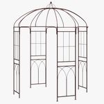 Giantex Birdcage Shape Garden Arbor, 8.4ft High x 7ft Wide, Metal Gazebo Arch Pergola Pavilion for Climbing Plants Party Wedding Ceremony Decor Outdoor, 16 Ground Stakes, Easy Assembly (Bronze)