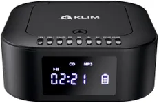 KLIM Boombox E1 - CD Player Portable Audio System + Extra BASS with Subwoofer + FM Radio, CD MP3 Bluetooth AUX USB + Wired and Wireless Mode Rechargeable Battery + Remote Control