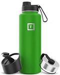 IRON °FLASK Camping & Hiking Hydration Flask, Wide Mouth, 3 Spout Lids, Stainless Steel Outdoor Water Bottle, Double Walled, Insulated Thermos, Metal Canteen - Kiwi Green, 40 Oz