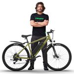 EMotorad TRex+ Electric Bicycle | Stem Integrated Display | 18" Sturdy Aluminiun Alloy 6061 Frame | 250W Rear Hub Motor | Front Suspension | 7 Speed Shimano Altus Gears (Olive Fade, 26" Wheel)