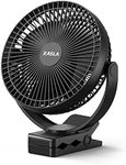 10000mAh Portable Clip on Fan, 8 inch Rechargeable Battery Operated Fan, 24 Hours Work Time, Quiet USB Fan, 4 Speeds Personal Fan, Ideal for Outdoor Camping Golf Cart Home Office Black