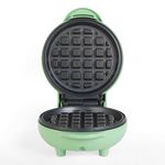 Giles & Posner EK4214GSGR Mini Waffle Maker – Non-Stick Waffle Iron Machine, For Belgian & American Style Waffles, Sweet/Savoury Snacks Desserts, Compact, 11.5 cm Round Cooking Plate, Pastel Green