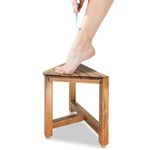 ENKEZI Shower Foot Rest 12 in - Shower Stool for Shaving Legs, Small Corner Bathroom Bench Suitable for Small Shower Spaces - Bath Seat, Spa Foot Rest Shaving Stool Corner