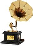 Aaarika Antique Music Decorative Wooden Gramophone Showpiece for Home Decor, Office, Gift Idea, Music Lover (10 cm x 10 cm x 23 cm)