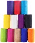 12 Rolls Self-Adhesive Bandage Wrapped In Color, 10cm x 4.5M Elastic Self-Adhesive Bandage,First Aid Sports Wrap Adhesive Bandage, Elastic Self Adhesive Bandage (Multicolour)