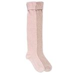 MUK LUKS Women's 2 Pair Pack Marl Over the Knee Socks, Peach/Brown, OS (6-11), Peach/Brown, One Size