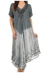 Sakkas 20SE Viveka Embroidered Caftan Dress - Grey - One Size