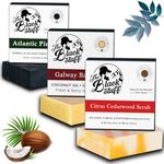 All Natural Organic Soap Bar - Pack of 3 Soaps with Organic Ingredients and Essential Oils - Handmade, Fragranced Soaps for Men - Pine Tar, Citrus Cedarwood and Bay Rum Soaps.