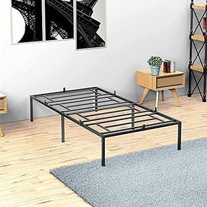 ELETHEBIA Metal Platform Bed Frame with Sturdy Steel Bed Slats,Mattress Foundation No Box Spring Needed Large Storage Space Easy to Assemble Non-Shaking and Non-Noise Black