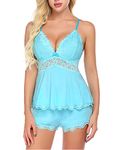 Avidlove Womens Sweetness Cami Set Lace Camisole Lingerie Nightwear Sexy Pajamas Nightwear Blue