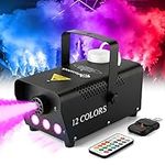 Fog Machine with Lights - 3 Stage LED Lights with 12 Colors & Strobe Effect for Party Wedding Holiday Christmas - Fansteck 500W Upgraded Remote Portable Smoke Machine