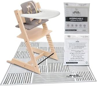 The Mat Buddy - Disposable Splat Mats for Under High Chair with 4-Sided Adhesive, 30 Count - 100% Waterproof, Non-Toxic - Baby Led Weaning Supplies, High Chair Mat for Floor, 40”x47”