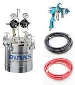 Binks Paint Pressure Pot Spray Gun Outfit Kit - 2.8 Gallon Galvanized Pot - 1.4 MM Fluid Nozzle - Trophy Series HVLP Spray Gun - 25 Feet of Hose