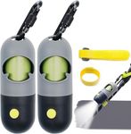 SHAOUMAN 2 Pack Dog Poop Bags Holder with LED Flashlight and Leash Clasp Pet Waste Bags Dispenser with 30 Poo Trash Bags Fastener and Elastic Rope for Used Bags (Black&Grey)