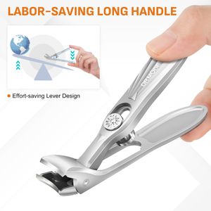 DRMODE Nail Clippers for Thick Nails – Wide Opening, Angled Head, Heavy Duty Trimmer for Seniors, Men & Women