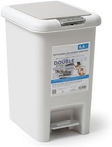 IPEA Cestino della Spazzatura in Plastica Piccolo - 6,5 Litri - Con Innovativa Doppia Apertura Pedale e Pulsante - Design Minimal ed Elegante - Pattumiera Rifiuti per Casa, Cucina, Bagno Grigio Chiaro