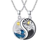 JFASHOP Moon and Sun Bff necklace Yin Yang Couples Matching Puzzle Pendant Gift for Bestfriend Girlfriend Boyfriend Women Men