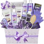 Premium Bath & Body Gift Basket. Ultimate Large Spa Basket! #1 Spa Gift Baskets for Women. Pampering Home Spa Kit - Natural Organic & Infused with Essential Oils! (Extra Large Lavender Bath Gift)