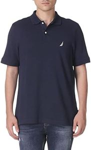 NAUTICA Men's Short Sleeve Solid Cotton Pique Polo Shirt, Navy Solid, X-Large US