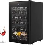 Aprafie Wine Cooler Refrigerator 24 Bottle Compressor Freestanding Beverage Wine Cooler with UV Protected Glass Door for Red and White Wine, Digital Temperature Control, Temperature Range 40°F to 65°F