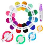 Pompom Maker, 4 Sizes Pom pom Makers for Fluff Ball Weaver Needle Craft DIY Wool Knitting Craft Tool Set Decoration+12PS Acrylic Yarn+1PS Scissors (17a)