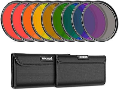 Neewer 9PCS Full Color Lens Filter Set, 52mm Resin Lens Filters with Red, Orange, Blue, Yellow, Green, Brown, Purple, Pink, Gray Color Available with 2 Pouches, Camera Lens Accessories