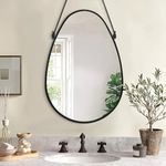 Gosider Irregular Wall Mirror Teardrop Shaped Hanging Mirror for Wall Oval Wall-Mounted Mirrors with Framed Mirrors for Home Bedroom Bathroom Living Room Entryway Hallway Mirror 18x13 Inches Black