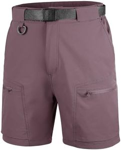 FREE SOLDIER Men's Cargo Hiking Shorts with Belt Lightweight Quick Dry Tactical Shorts with Pockets for Casual Work Golf (Purple 42W12L)