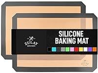 Zulay Kitchen 2-Pack Silicone Baking Mat Sheet - Reusable Silicone Baking Sheet - Easy & Convenient Nonstick Baking Supplies - 16.5"x11.6" Silicone Mats for Baking - Baking Mat For Oven - (Dark Gray)