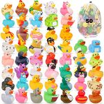 50 Pack Rubber Duck Pack Bath Toy Assortment Bulk Floater Duck for Kids Birthday Gifts Baby Showers Classroom Prizes Party Favors Rubber Duckies for Jeep Summer Beach Pool Toys