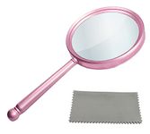 HOPLEX Handheld Magnifying Glasses 5X Reading Magnifier with Shatterproof Metal Handle & 84mm Large Magnifying Real Glass Lens for Seniors and Kids Repair and Observation(Rose Gold)