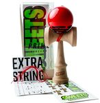 Sweets Kendamas Radar Prime Kendama - Sticky Paint, Perfect for Beginners, Extra String Accessory Bundle (Red)