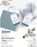 Avery Blank Printable Tags with Sure Feed, 2" x 3.5", White, 96 Customizable Tags with String, Great for Branding, Gift Tags, Price Tags, and More (22802)