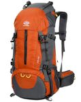 WoneNice 50L(45+5) Waterproof Hiking Backpack - Outdoor Sport Daypack with Rain Cover (Orange)