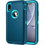 Mieziba for iPhone X/XS Case, Heavy Duty Shockproof Dust/Drop Proof 3 Layers Full Body Protection Rugged Cover Case for iPhone X/XS 5.8 inch,Turquoise