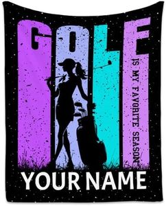 Personalized Golf Gifts for Girls, Golf Blanket for Women Mom, Custom Kids Throw Blankets Gift for Team Players, 60"x80" Soft Cozy Sport Throws for Outdoor Travel