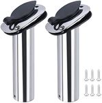 2Pcs Boat Stainless Steel Fishing Rod Holder,Hoffen Flush Mount Rod Holder ,15 Degree Rod Racks with PVC Cap,Inner Tube and Gasket for Marine Yacht Boat