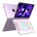 MMK Keyboard Case for iPad 10th Generation 10.9 inch 2022, Multi-touch Trackpad & 7 Color Backlight & 360°Flip Hard-shell, Slim Keyboard Case with Pencil Holder, for iPad 10th Gen, Purple