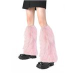 XEPST Faux Fur Fuzzy Leg Warmers Furry Boot Covers for Women, Warm Fuzzy Boot Cuff Boot Sleeves Y2k Leg Warmers for Party Costumes - Pink