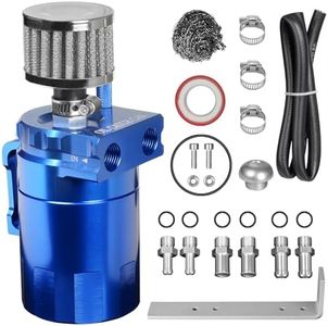 VehiMata Baffled Oil Catch Can,Oil Separator Catch Can with Breather Filter 300ml Universal Aluminum