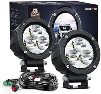 Nilight 3Inch Round Motorcycle Led Light Pods 2PCS Spot Fog 1550LM Built-in EMC Offroad Driving Auxiliary Ditch for Motorbike SUV ATV Truck Boat Tractor Forklift, 5 Years Warranty, Gold (W1115)