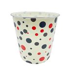 HOMESHOPA Plastic Waste Paper Basket Bin, Round Wastebasket Trash Can, Lightweight Recycling Rubbish Bin for Home Office Kitchen Bedroom, Garbage Dustbin, 7.7Litre (Black & Red Dots)