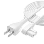 AGVEE 6ft TV Power Cord, 90 Degree Angled L-Shaped UL Listed 2-Prong AC Power Cable IEC C7 C8 Compatible with Samsung LG Sony Insignia Apple TV LCD LED, Vizio Roku Partybox, White