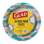 Glad Everyday Round Disposable Camo Design | Heavy Duty Soak Proof, Cut-Resistant, Microwavable Paper Plates for All Foods & Daily Use | 8.5 Inches (Pack of 1, 50 Count)