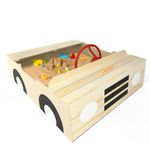 Big Game Hunters Car Wooden Sandpit with Weatherproof Cover, Secured Underlay and Steering Wheel