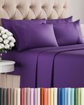 King 6 Piece Sheet Set - Cooling & Breathable Bed Sheets - Hotel Luxury Bed Sheets for Women, Men, Kids & Teens - Comfy Bedding w/Deep Pockets & Easy Fit - Soft & Wrinkle Free - King Purple Sheets