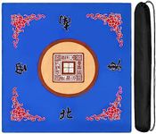 Mahjong Mat Anti Slip Noise Reduction Table Cover for Mahjong Paigow Poker 31.5 x 31.5 Inches (Blue)