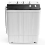 COSTWAY Portable Washing Machine, 17.6 lbs Capacity Twin Tub 11 lbs Washer and 6.6 lbs Spinner with Control Knobs, Timer Function, Drain Pump, Compact Laundry washer for Home Dorm Apartment RV (Grey)